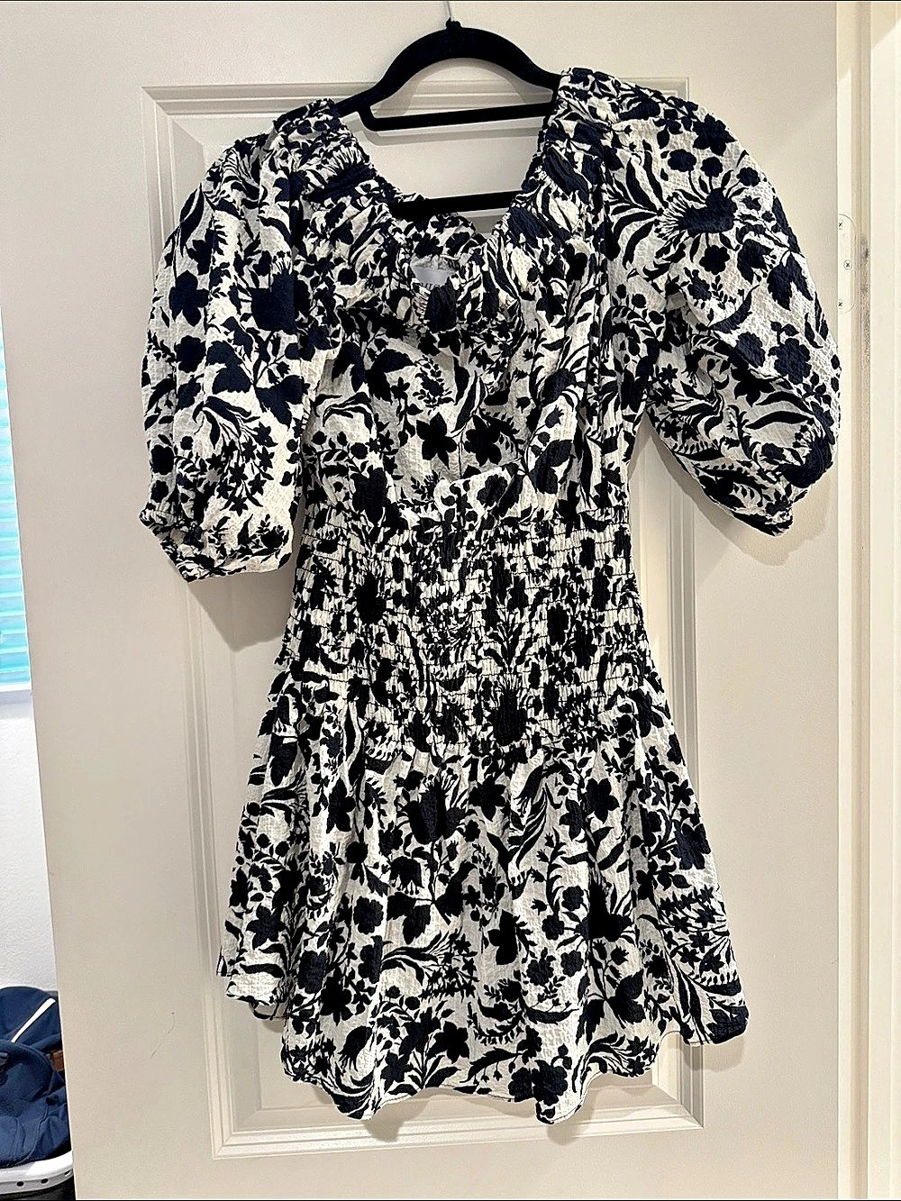 MISA Floral Mini Dress in Black & Cream Size Small NWT